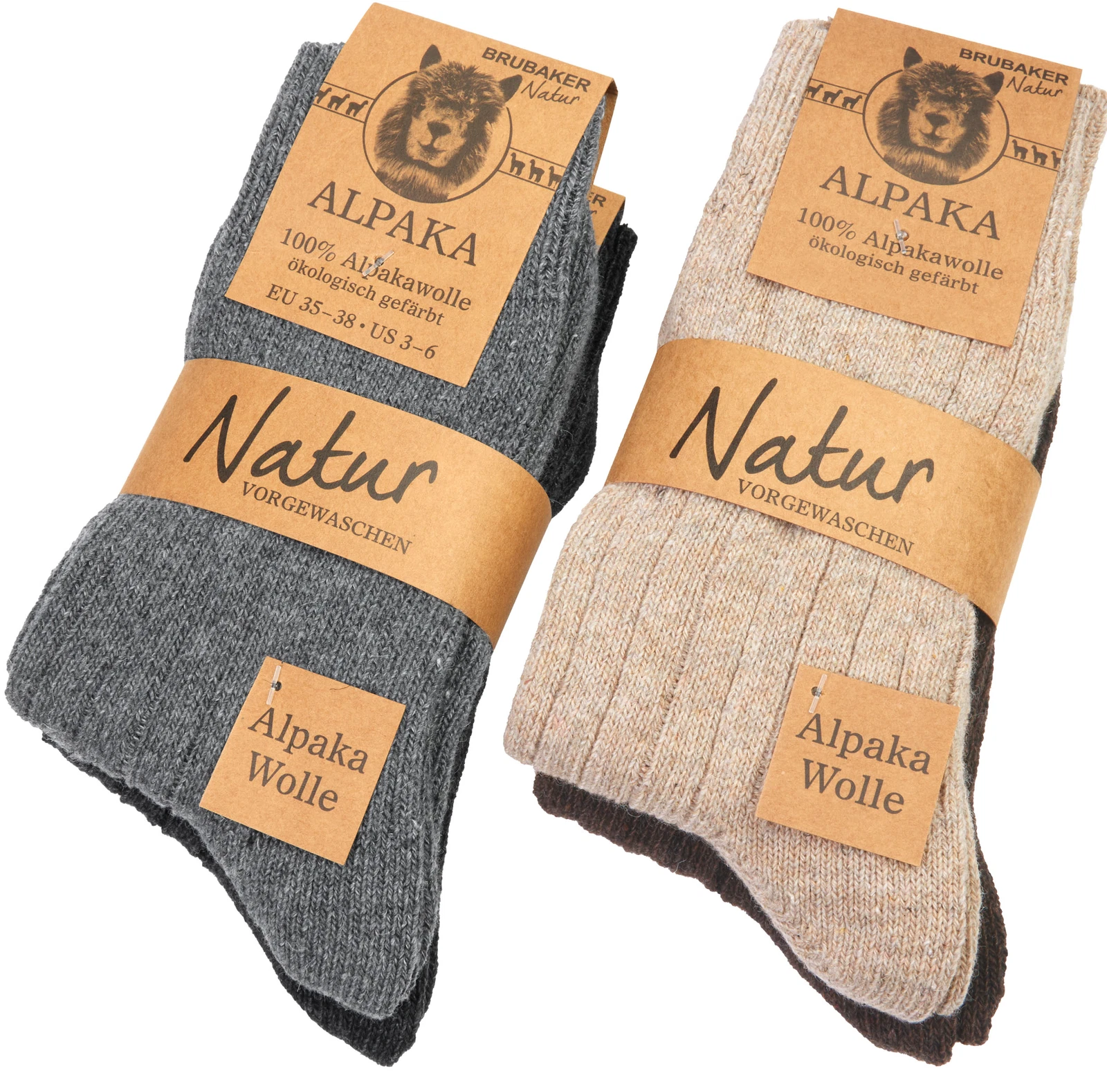 BRUBAKER 4 Pairs Alpaca Wool Socks - Fine Knit Socks for Women and Men
Opens in a new window or tab