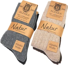 BRUBAKER 4 Pairs Alpaca Wool Socks - Fine Knit Socks for Women and Men