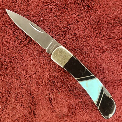 Santa Fe Stoneworks Real Turquoise & Jet Knife | eBay