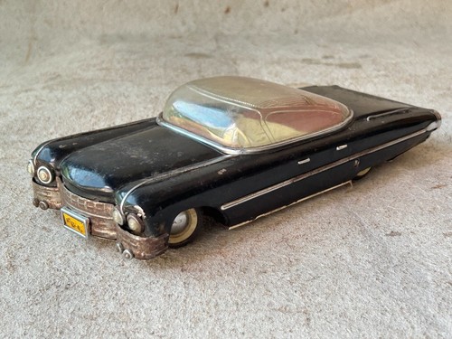OLD VINTAGE USSR BLACK CADILLAC ELDORAD CAR FINE LITHO TIN TOY CAR WITH KEY - 第 1/20 張圖片