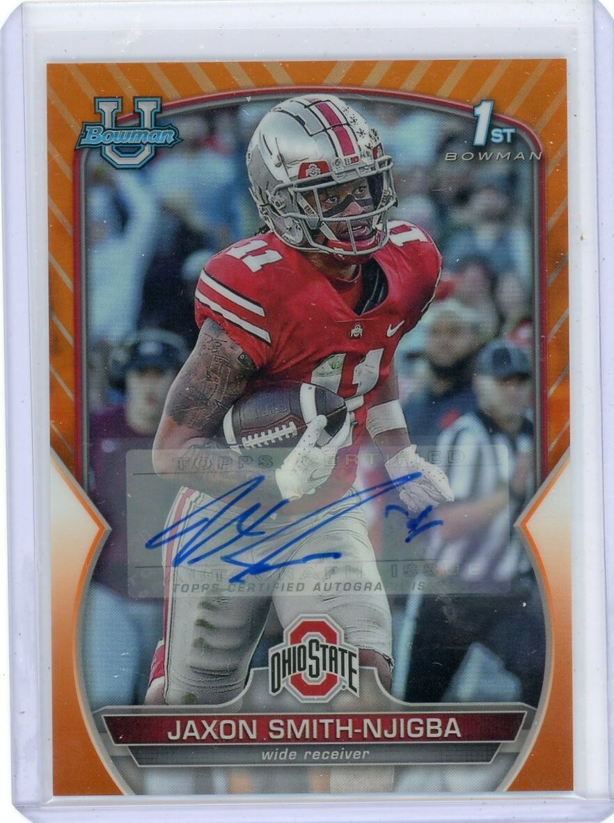 2022 Bowman Chrome U Football Jaxon Smith-Njigba Auto Orange Refractor 11/25 !