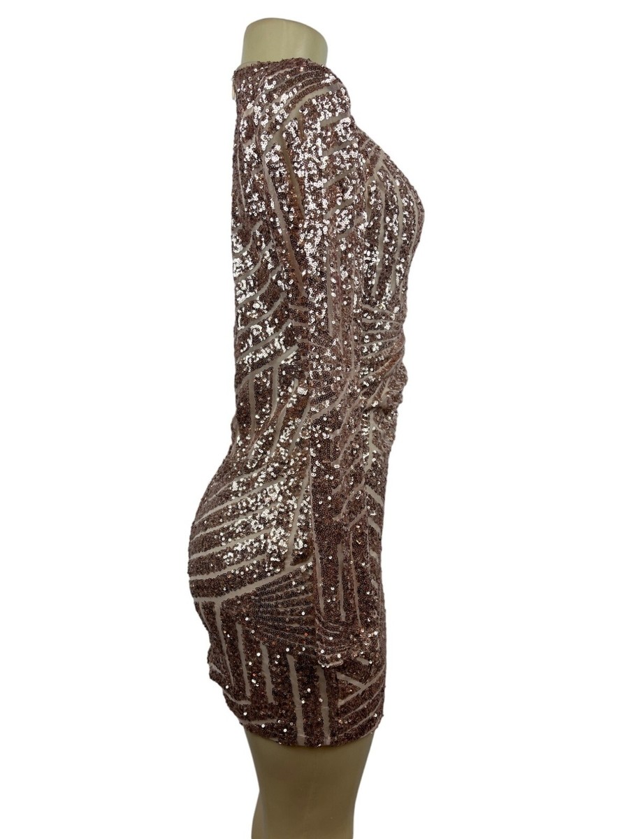 boohoo rose gold sequin dress dress Boohoo 2XL (20-22) New
