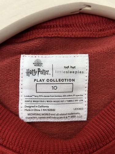 Little Sleepies Hogwarts Red Pullover Girl Size:10 - Picture 2 of 4