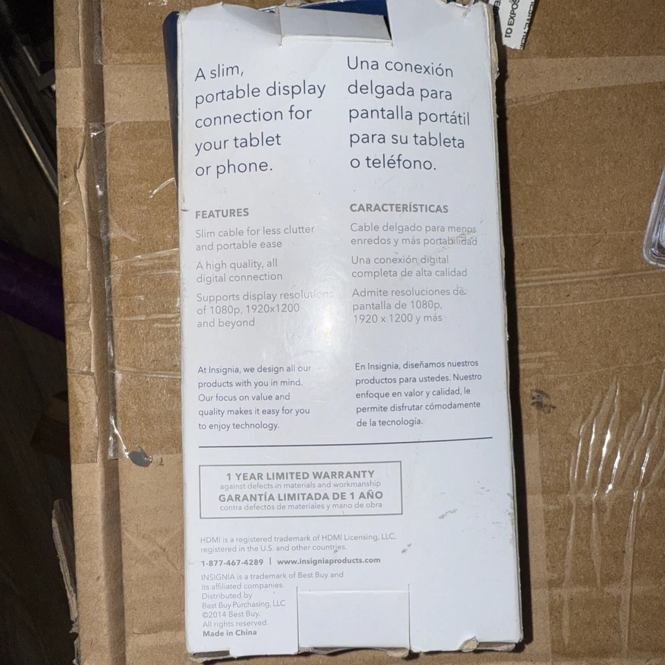 Insignia 8ft Micro HDMI (Type D) to HDMI Video Cable for Canon Sony Nikon (L2) - Image 2 of 3