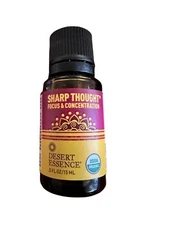 Desert Essence Sharp Thought Focus Concentration .5 OZ Essential Oil NEW
