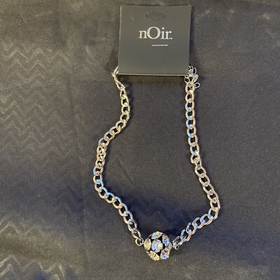 Noir Jewelry Necklace Silver with Rhinestone Ball