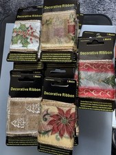 Decorative Christmas Ribbon 1 Metre Length X 60mm Wide 5 Patterns 1 Of Each New