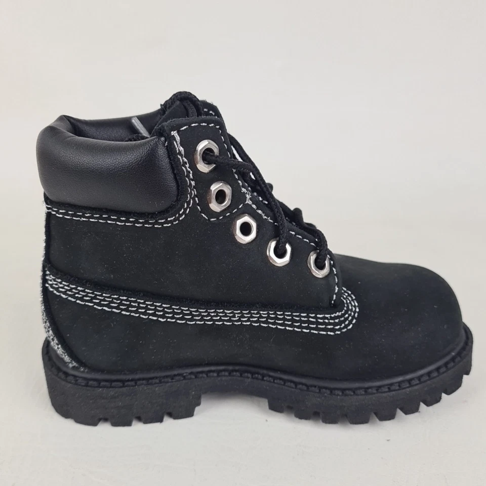 🚨 Timberland 6In Premium P&G 27839 NIÑOS PEQUEÑOS Botas Exterior Cuero Negro Talla 8 Foto 3 de 4