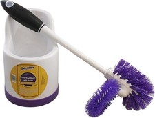 Toilet Brush and Holder Set with Under Rim Cleaner   Compact Bathroom Cleaning