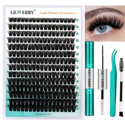 Gemerry DIY Wimpernverlängerung Set 80D Individuell Falsche Wimpern mit Klebe...