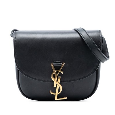 Authenticated Saint Laurent Small Leather Monogram Kaia Crossbody Black Calf