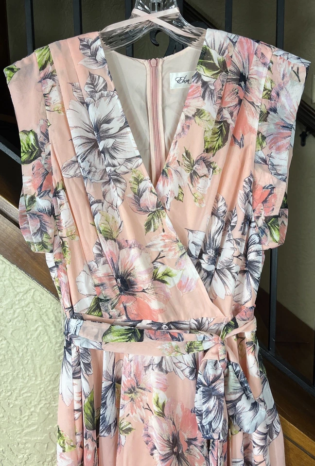 Maxi Vestido Eliza J Floral Rubor Forrado Gasa Alto/Bajo Para Mujer’s 6 Foto 2 de 4