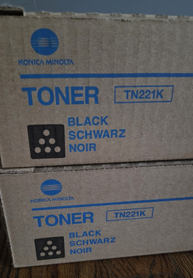 2 OEM Konica Minolta TN221K Black Toner Cartridges C227 C287 A8K3130