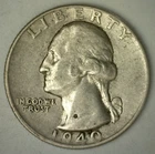 1940 D Washington Silver Quarter Extra Fine XF 25c US Coin Denver Mint
