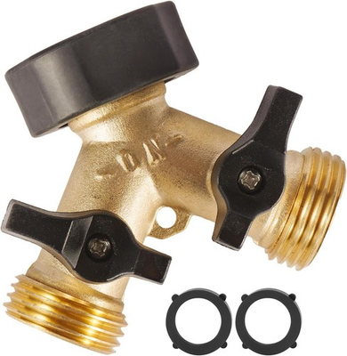 #ad heavy duty brass 2 way garden tap splitter y hose splitter 3 4quot; hose connect $8.99