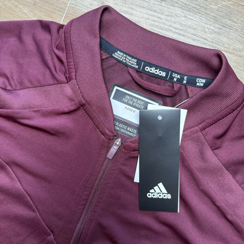 Adidas Golf Performance Polo Shirt Mens M Maroon Blade Collar 1/4 Zip Golf NEW