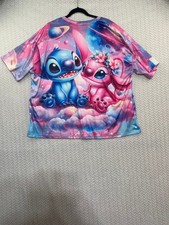 5XL Cartoon Stitch and Angel Graphic T-Shirt