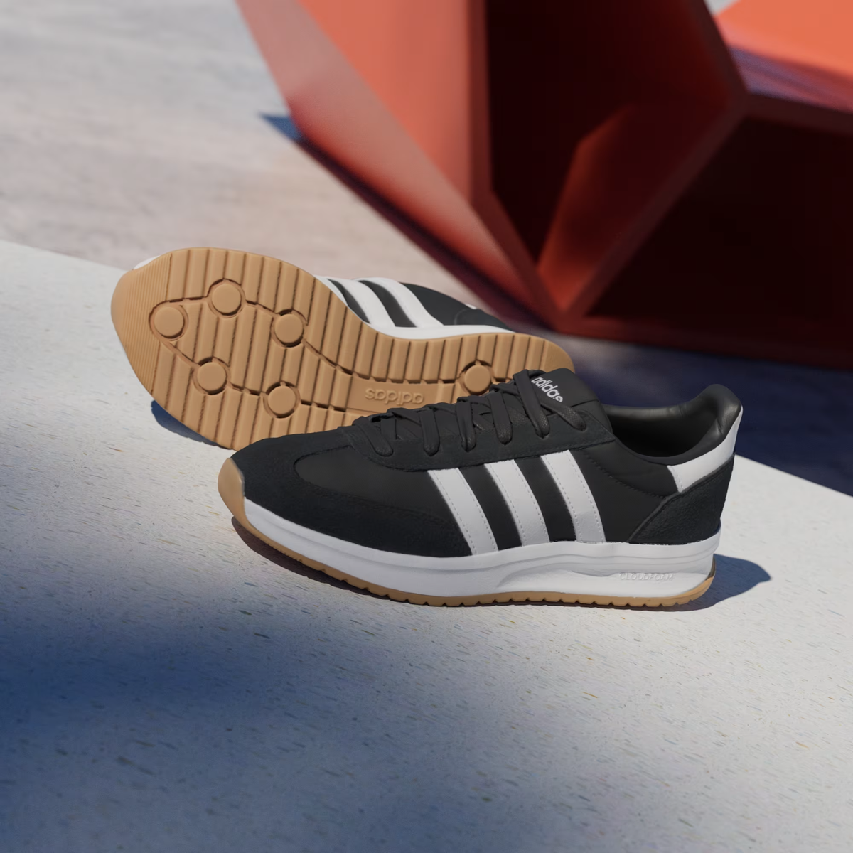Men's Adidas Run 70s 2.0 Running Shoes IH8585 Black White Gum 100