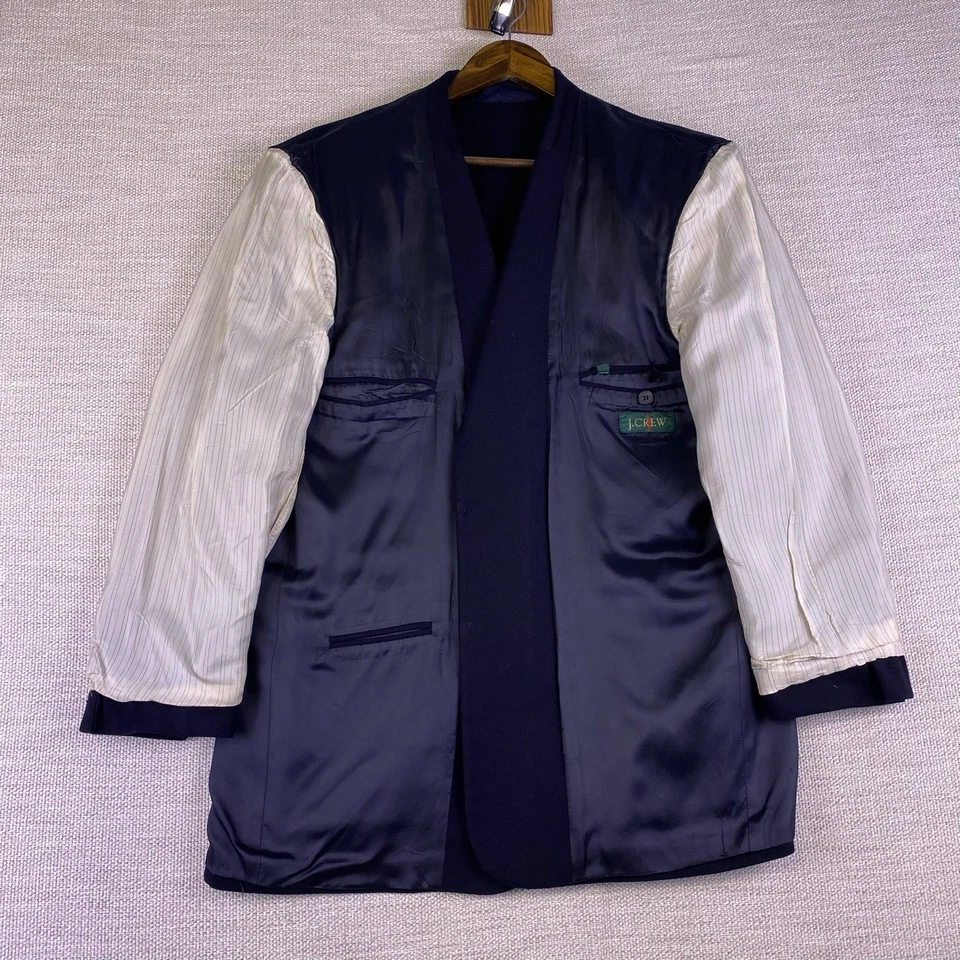 Blazer J Crew Oarsman 42R para Hombres 3/2 Franela Lana de Cordero Cachemira Azul Marino Preppy Usado en Excelente Condición Foto 4 de 4