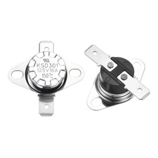 2Pcs KSD301 Thermostat 150 C/302 F 16A Normally Closed N.C Adjust Snap Disc Temp