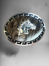 Horse Western Cowboy Belt Buckle Hebilla Vaquera Rodeo Con Pelo Y Caballo