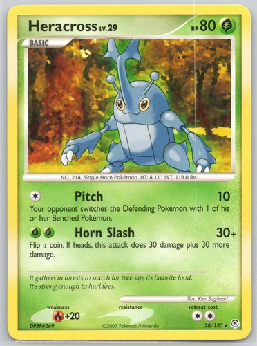 Heracross 28/130 Rare Diamond & Pearl Pokemon Lightly Played