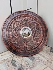 24" Medieval Handmade Viking Shield Wooden Shield Heavy Metal Norse Gift