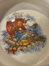 bunnykins royal doulton heavy bowl w 2 handled mug, vintage
