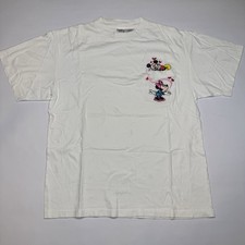 Vintage Disney Store Mickey  Minnie Mouse White pocket Shirt Size L Embroidered