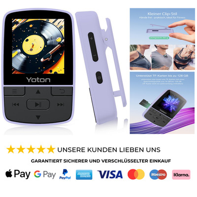 YOTON MP3-Player Bluetooth 52 HiFi Klangqualität FM Radio Sprachaufnahme