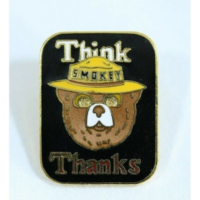 Vintage Smokey Bear Think Thanks Enamel Pin Fire Prevention Forest Service Lapel