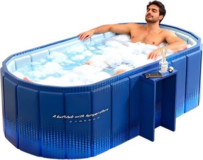 Portable Bathtub for Adult 59'' Large Collapsible Cold Plunge Bathtub Foldable No