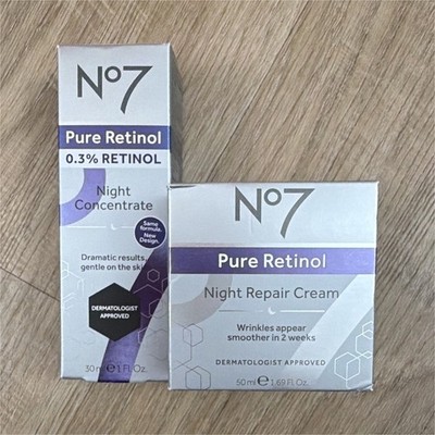 No7 Pure Retinol Set Night Concentrate 0.3% + Night Repair Cream Face/Neck