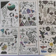 Set of 9 Sheets Temporary Tattoo Stickers Crown Bird Arm  Body Art
