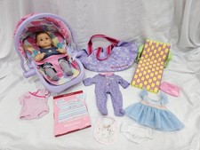 American Girl Bitty Baby 15" Doll w Travel Seat Diaper Bag Clothes Lot