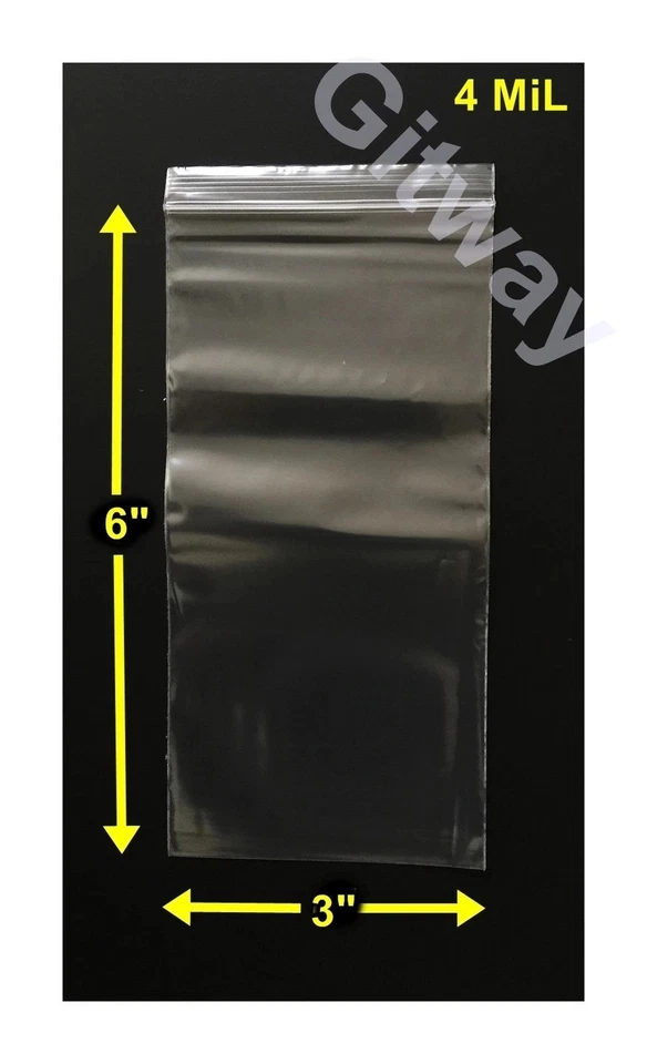 3" x 6" Reclosable Resealable Zipper Top Lock Clear Plastic 3x6" Bags 4 MiL FDA - Image 4 of 4