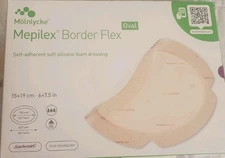 💚Molnlycke Mepilex Border Flex Oval Soft Silicone Foam Dressing 6"x7.5" (5 Ct)
