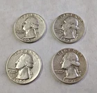 1957-D Washington Quarters 25¢ 90% Silver Coins Lot (Set of 4) Denver Mint # W31