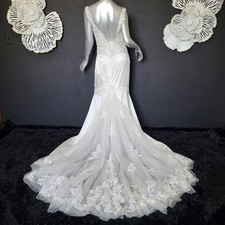 NWT 1599 MON CHERI 8/10 IVORY LACE MERMAID FIT  FLARE WEDDING DRESS GOWN