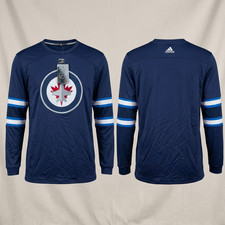 Winnipeg Jets Sweatshirt Mens Large Blue Crewneck Pullover NHL adidas Face off