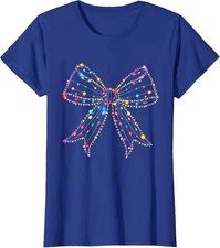 Coquette Bow Light Christmas Season - Xmas Graphic Ladies' Crewneck T-Shirt