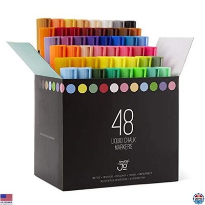 Liquid Chalk Markers - Reversible Chisel & Round Tip - 48 Multi Color Set