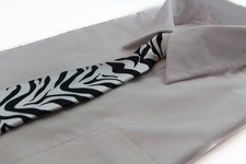 Kids Boys Black White Patterned Elastic Neck Tie - Zebra