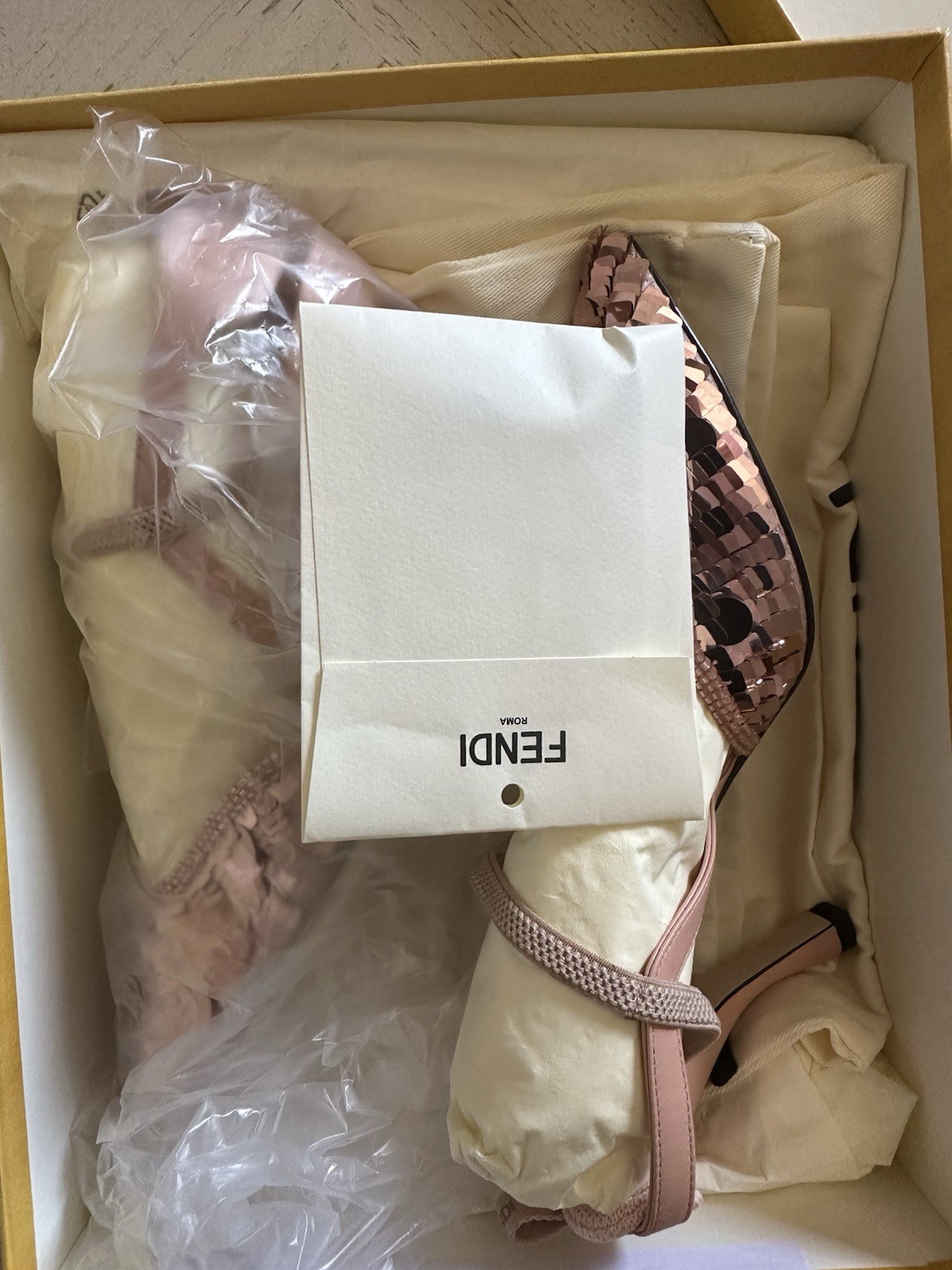 New $1190 Fendi Colibri Lite Pailette Sequin Slingback Pumps Baby Pink 7 US/37 E thumbnail 11