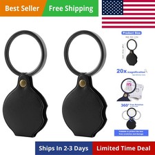 20X Pocket Magnifier, 2Pcs Mini Folding Magnifying Glass for Reading and Inspect