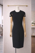 GUCCI Black Silk Short Sleeve Dress Back Zipper Womens Size 38 Italy
