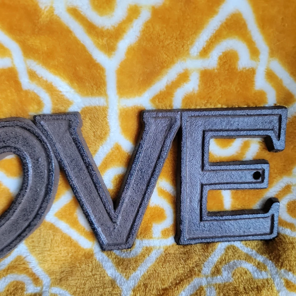 Cast Iron LOVE Shabby Chic Style Sign Decor 11.5" x 3.5" Rustic Letter Sign - Image 3 of 4