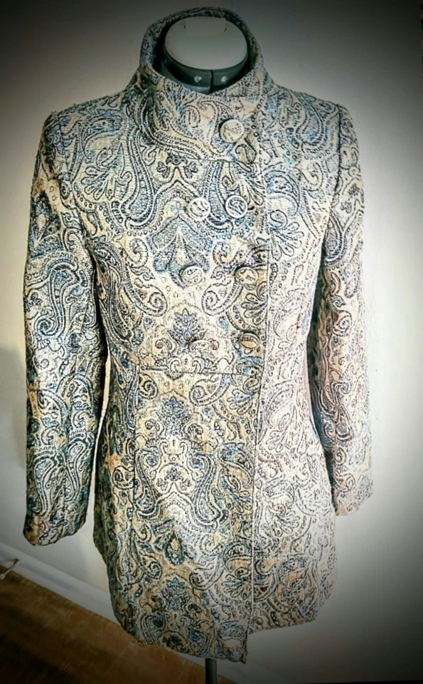 Atmosphere Metallic Paisly Print Double Breasted Coat Size M - Image 2 of 4