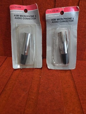  TWO!! Archer A3M Microphone And Audio Connector NOS