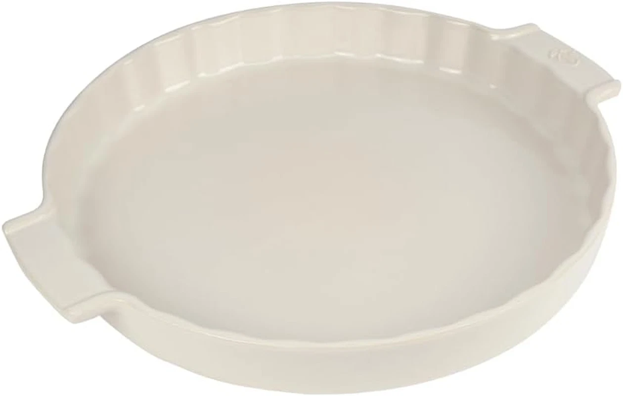 - Appolia Tart Pan - Ceramic Pie Dish with Handles - Ecru, 11.75 X 1.5 Inches